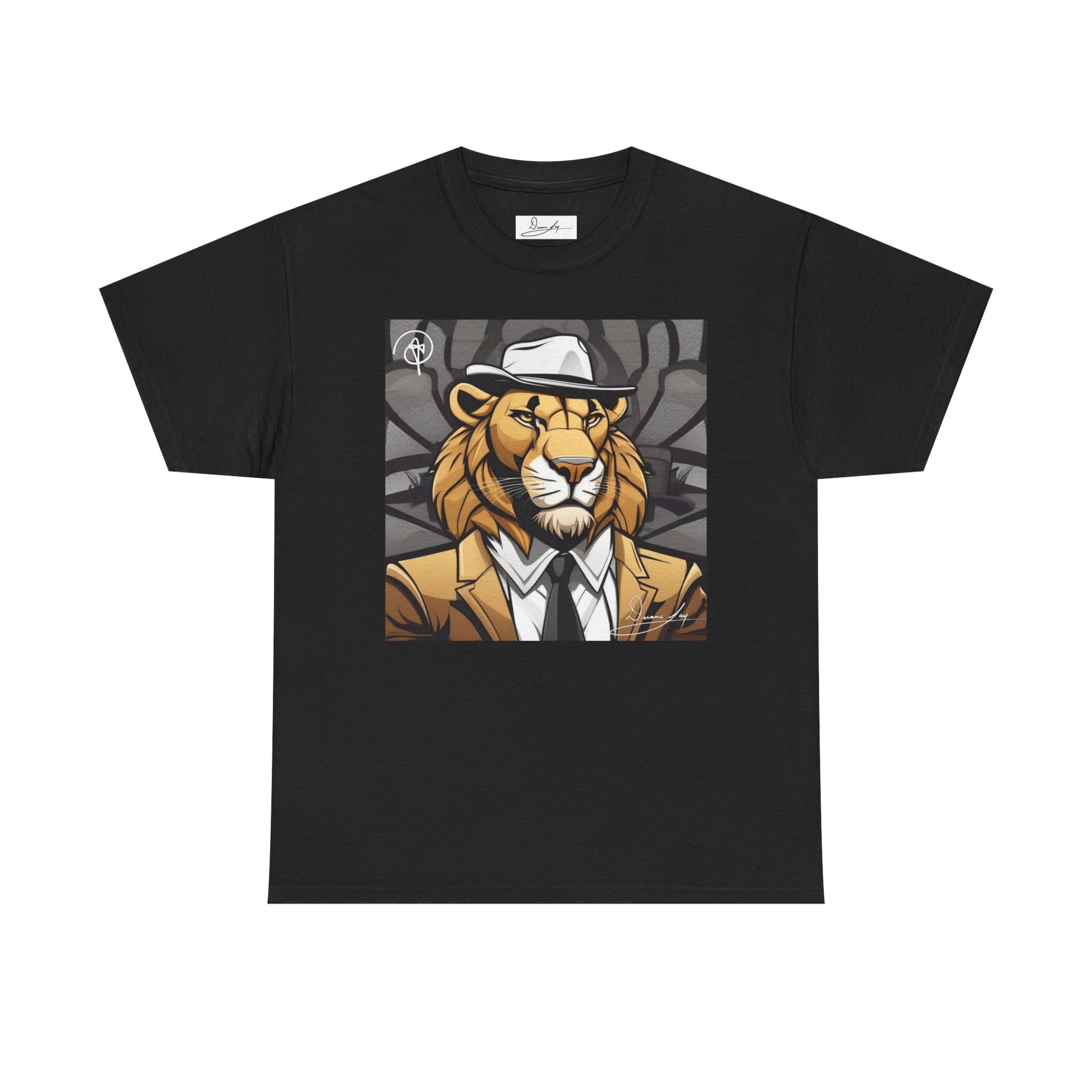 DuaneJay Lion Gangster Graphic Tee — powerful streetwear tee featuring a bold lion with gangster-inspired artistry, symbolizing strength, dominance, and signature style