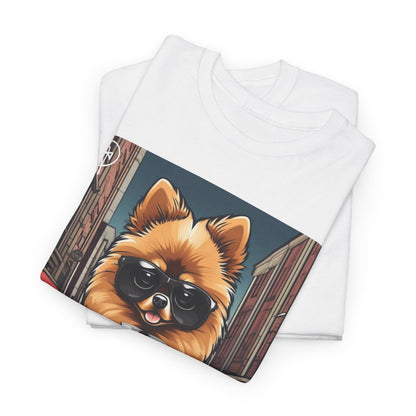 DuaneJay Pomeranian Business Dog T-Shirt — cute Pomeranian in suit graphic tee streetwear
