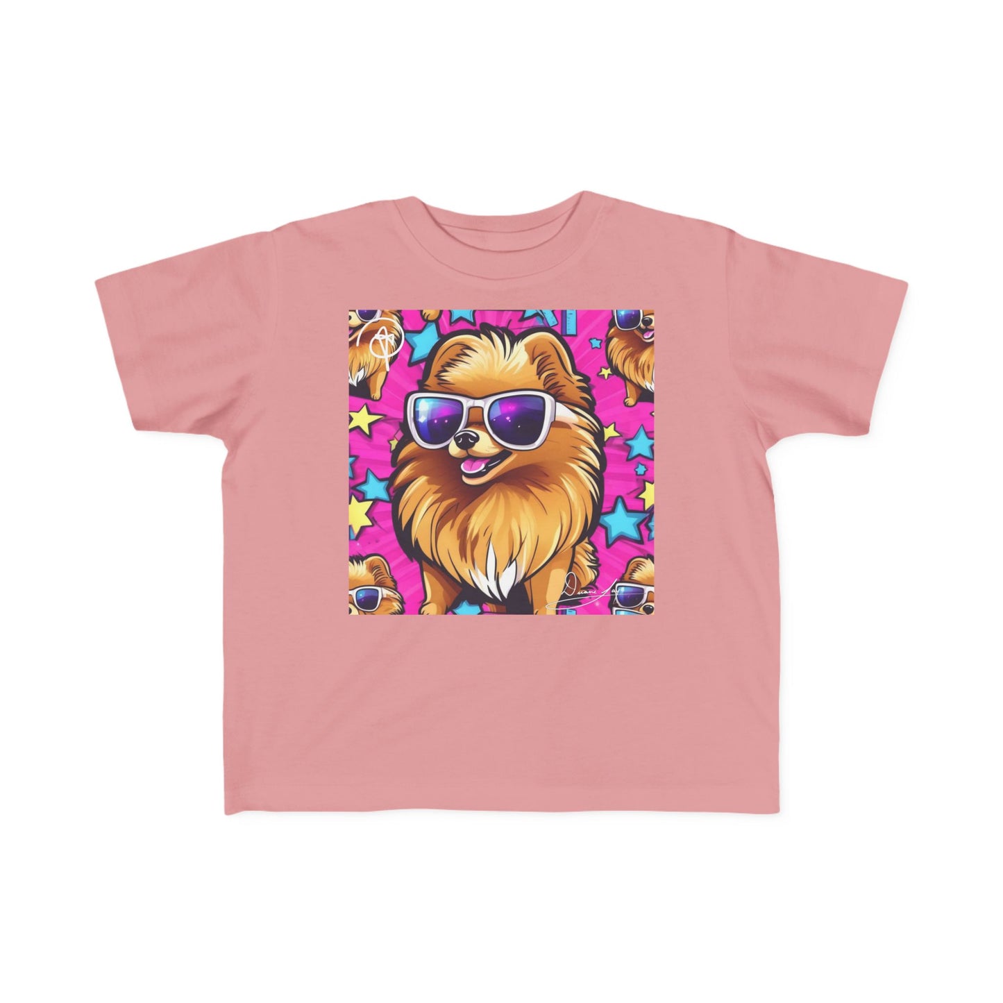 DuaneJay Toddler Tee Cool Pomeranian Sunglasses Graphic — adorable kids graphic tee featuring a cool Pomeranian rocking sunglasses, a fun and stylish streetwear-inspired look for the littlest members of the DuaneJay Fashion family