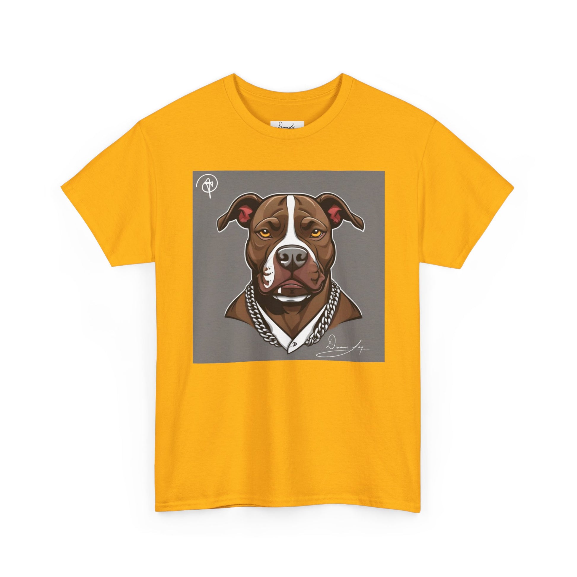 DuaneJay Pit Bull Portrait T-Shirt — stylish dog lover graphic tee streetwear