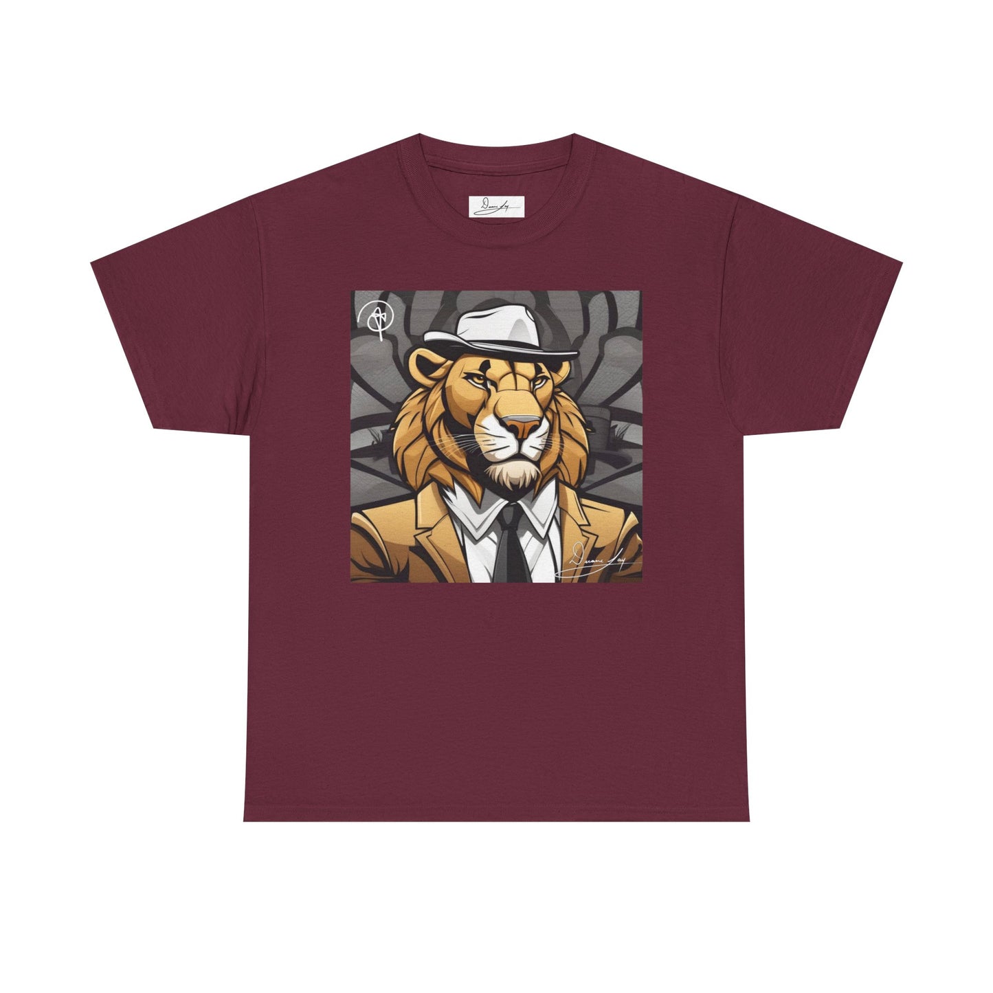 DuaneJay Lion Gangster Graphic Tee — powerful streetwear tee featuring a bold lion with gangster-inspired artistry, symbolizing strength, dominance, and signature style
