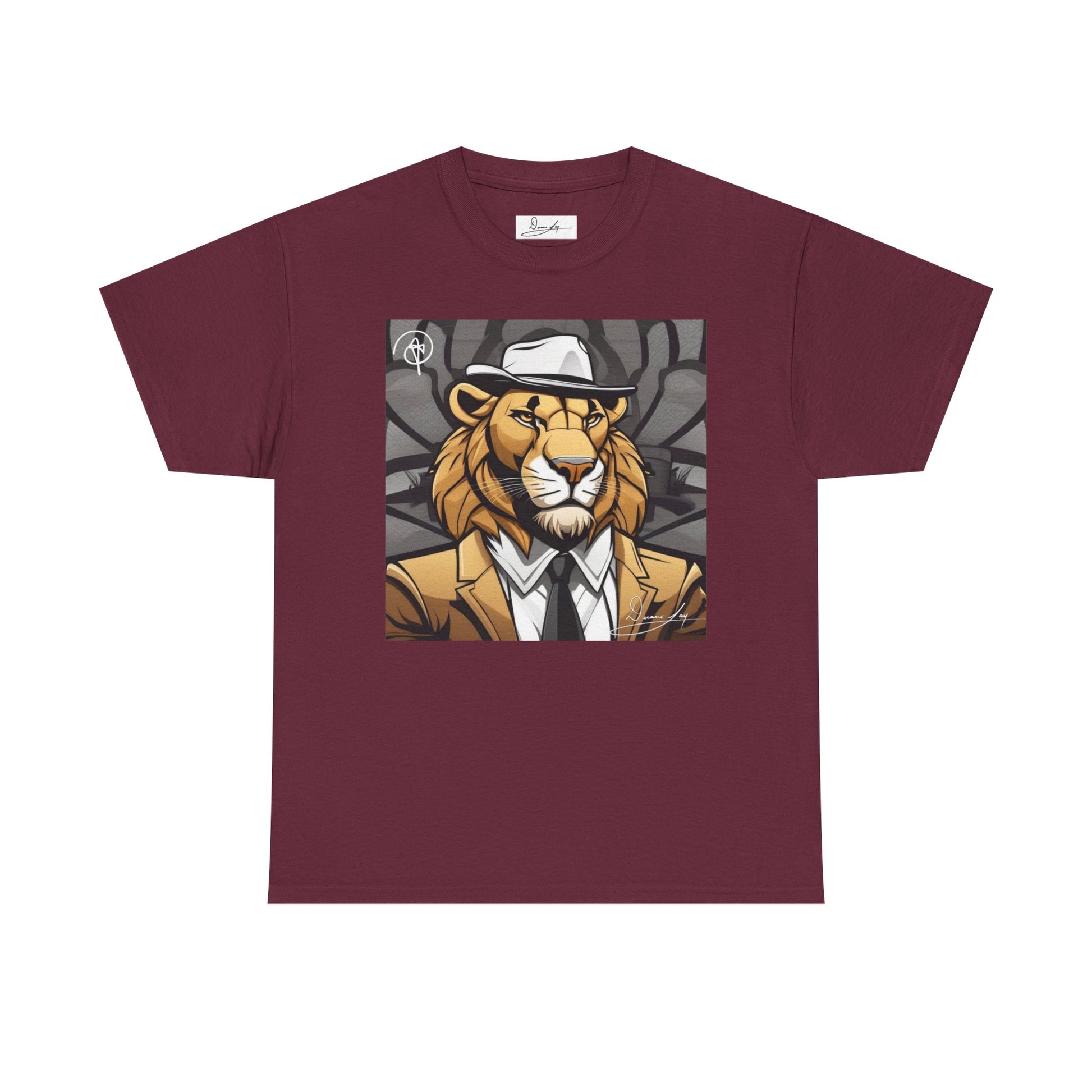 DuaneJay Lion Gangster Graphic Tee — powerful streetwear tee featuring a bold lion with gangster-inspired artistry, symbolizing strength, dominance, and signature style