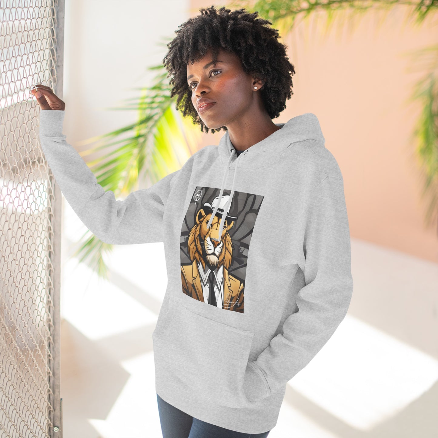 Three-Panel Lion Fleece Hoodie