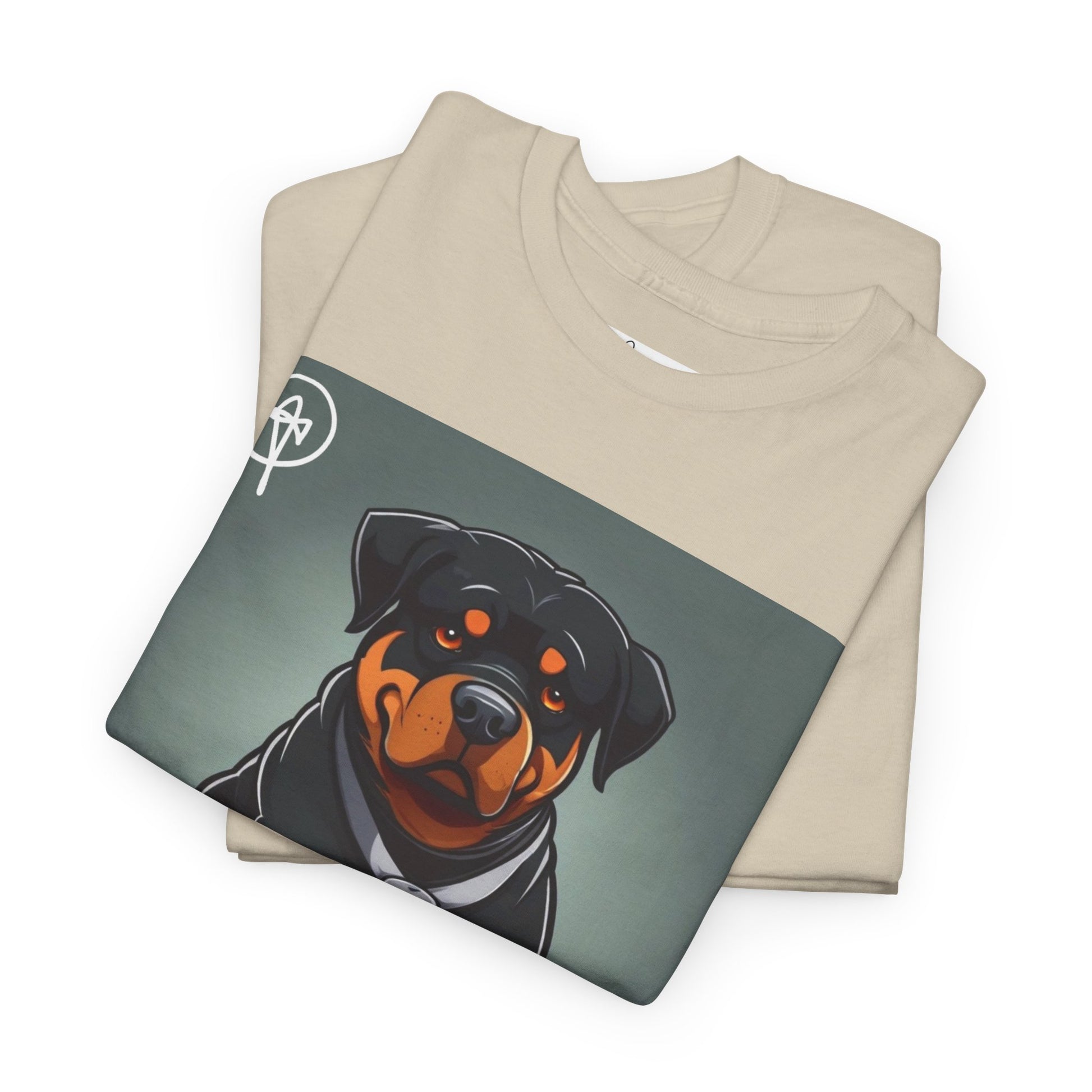 DuaneJay Rottweiler Puppy Portrait T-Shirt — charming graphic tee featuring an adorable Rottweiler puppy rendered in stunning artistic detail, a perfect blend of cuteness and signature streetwear style for devoted dog lovers