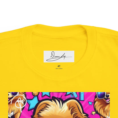 DuaneJay Toddler Tee Cool Pomeranian Sunglasses Graphic — adorable kids graphic tee featuring a cool Pomeranian rocking sunglasses, a fun and stylish streetwear-inspired look for the littlest members of the DuaneJay Fashion family
