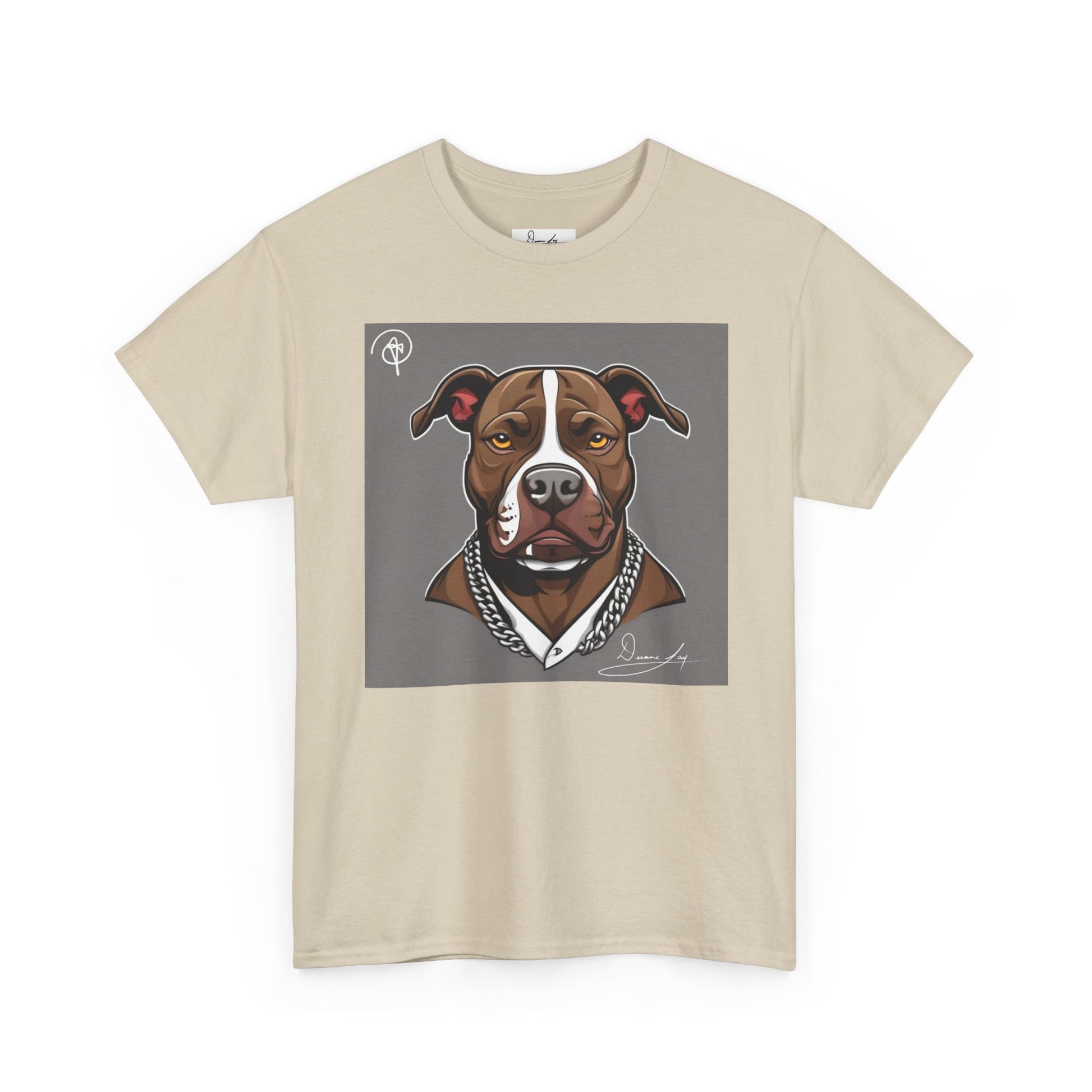 DuaneJay Pit Bull Portrait T-Shirt — stylish dog lover graphic tee streetwear