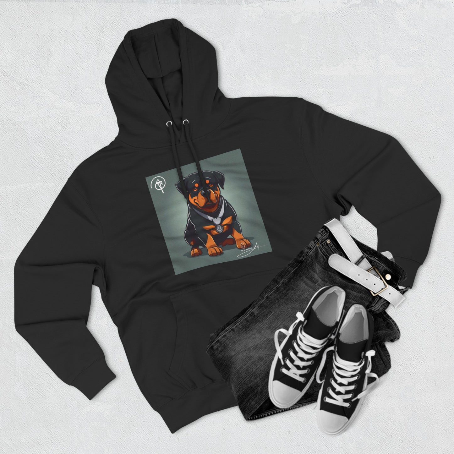 Three-Panel Rottweiler Fleece Hoodie