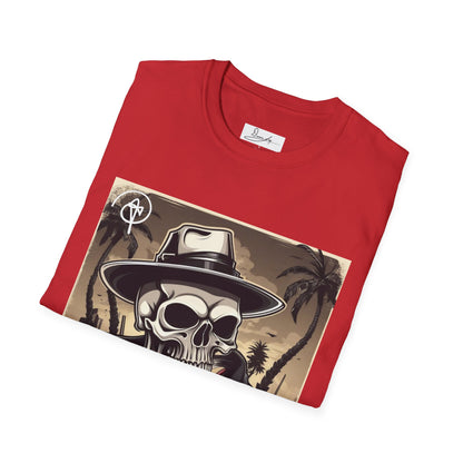 DuaneJay Skull Gangster T-Shirt — retro mafia skeleton graphic tee streetwear