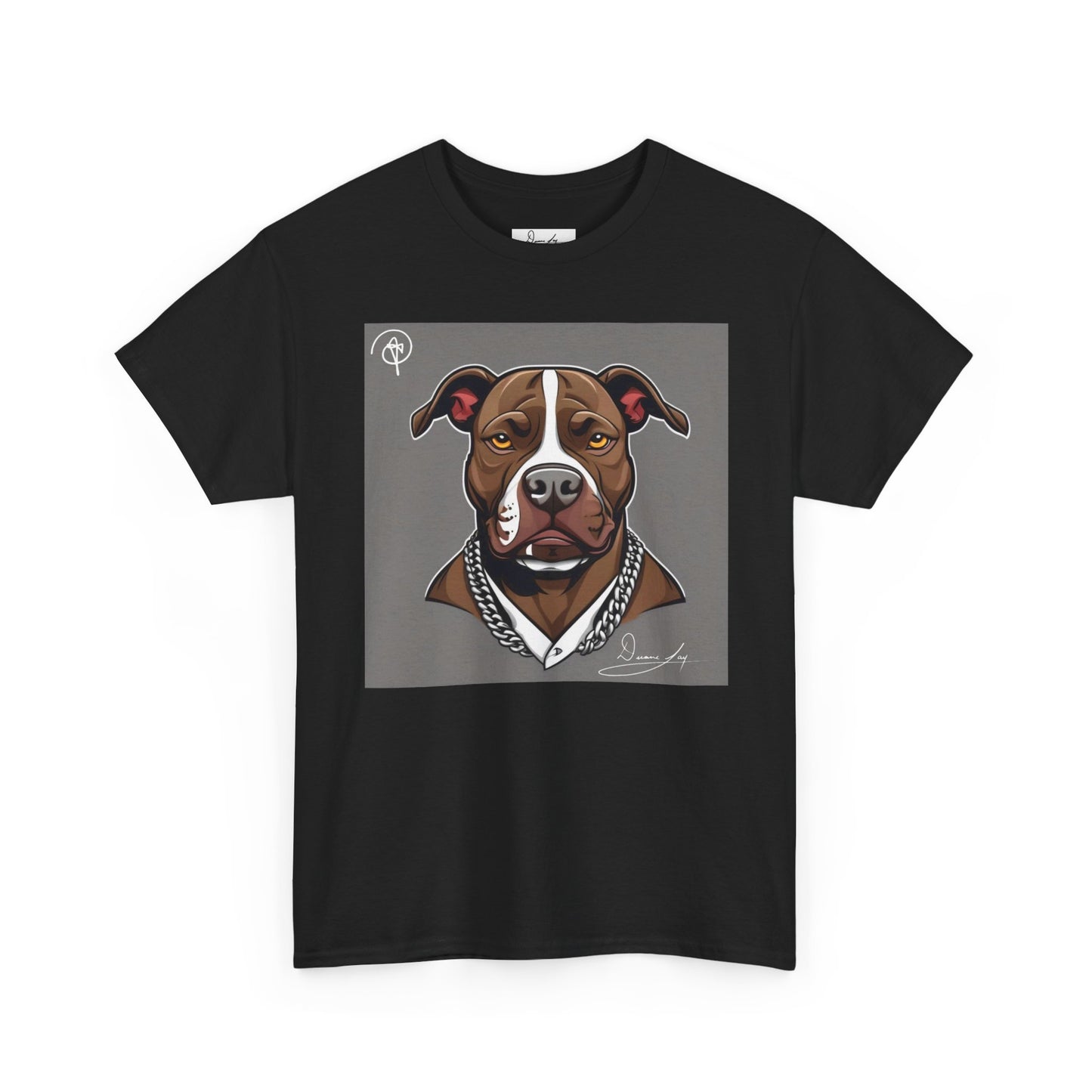 DuaneJay Pit Bull Portrait T-Shirt — stylish dog lover graphic tee streetwear
