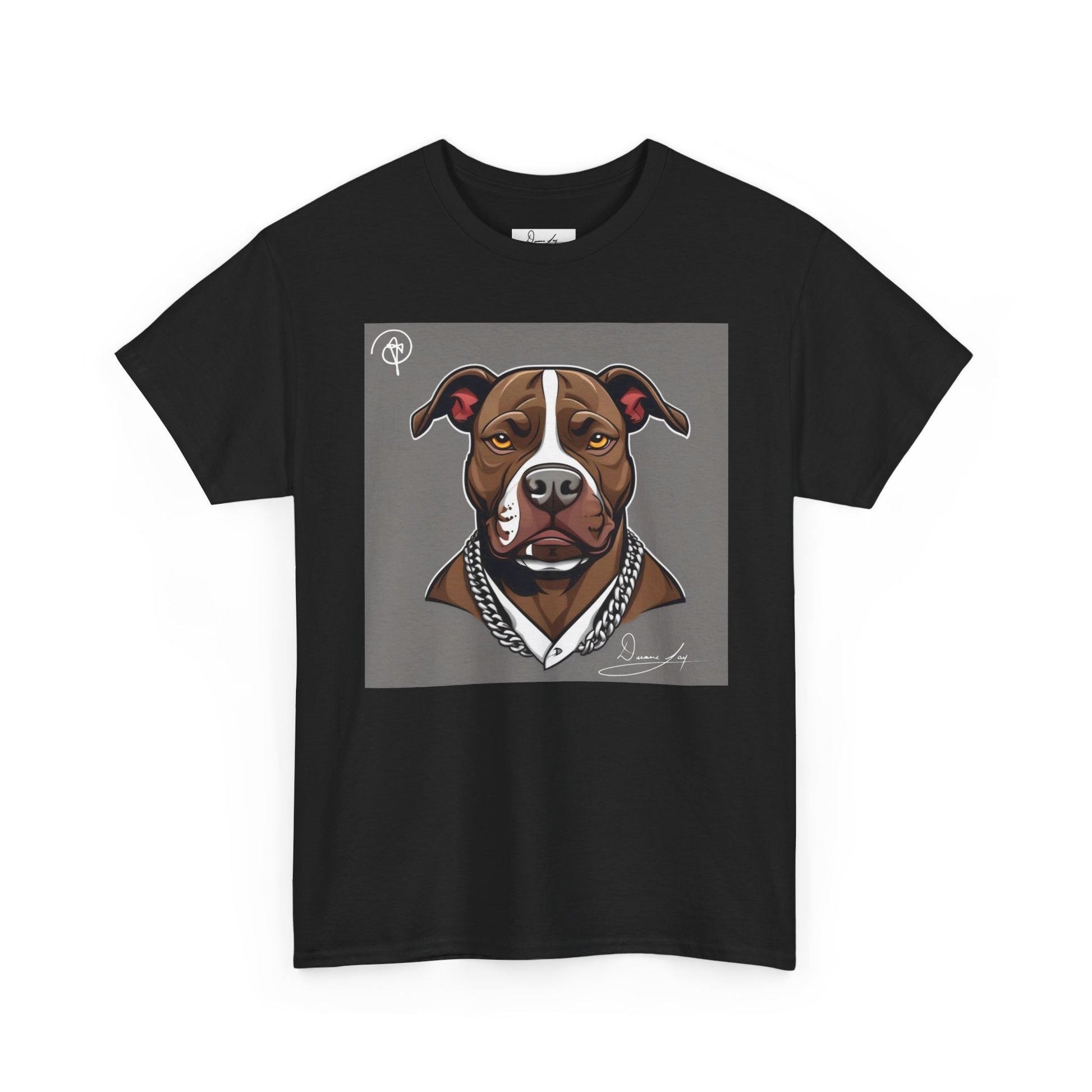 DuaneJay Pit Bull Portrait T-Shirt — stylish dog lover graphic tee streetwear