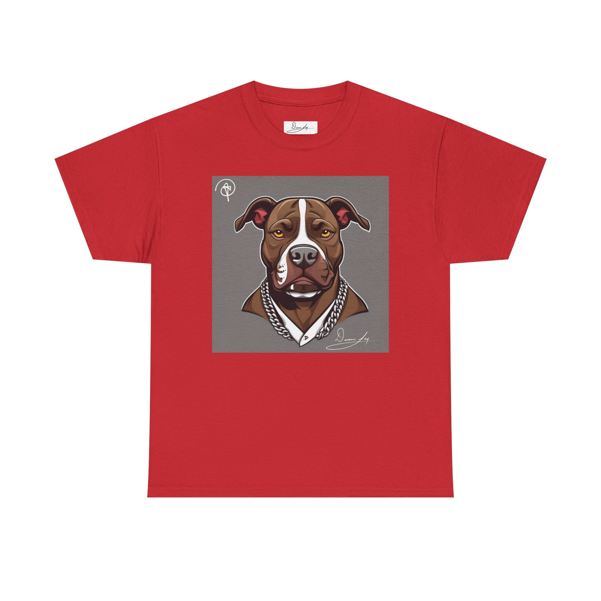 DuaneJay Pit Bull Portrait T-Shirt — stylish dog lover graphic tee streetwear