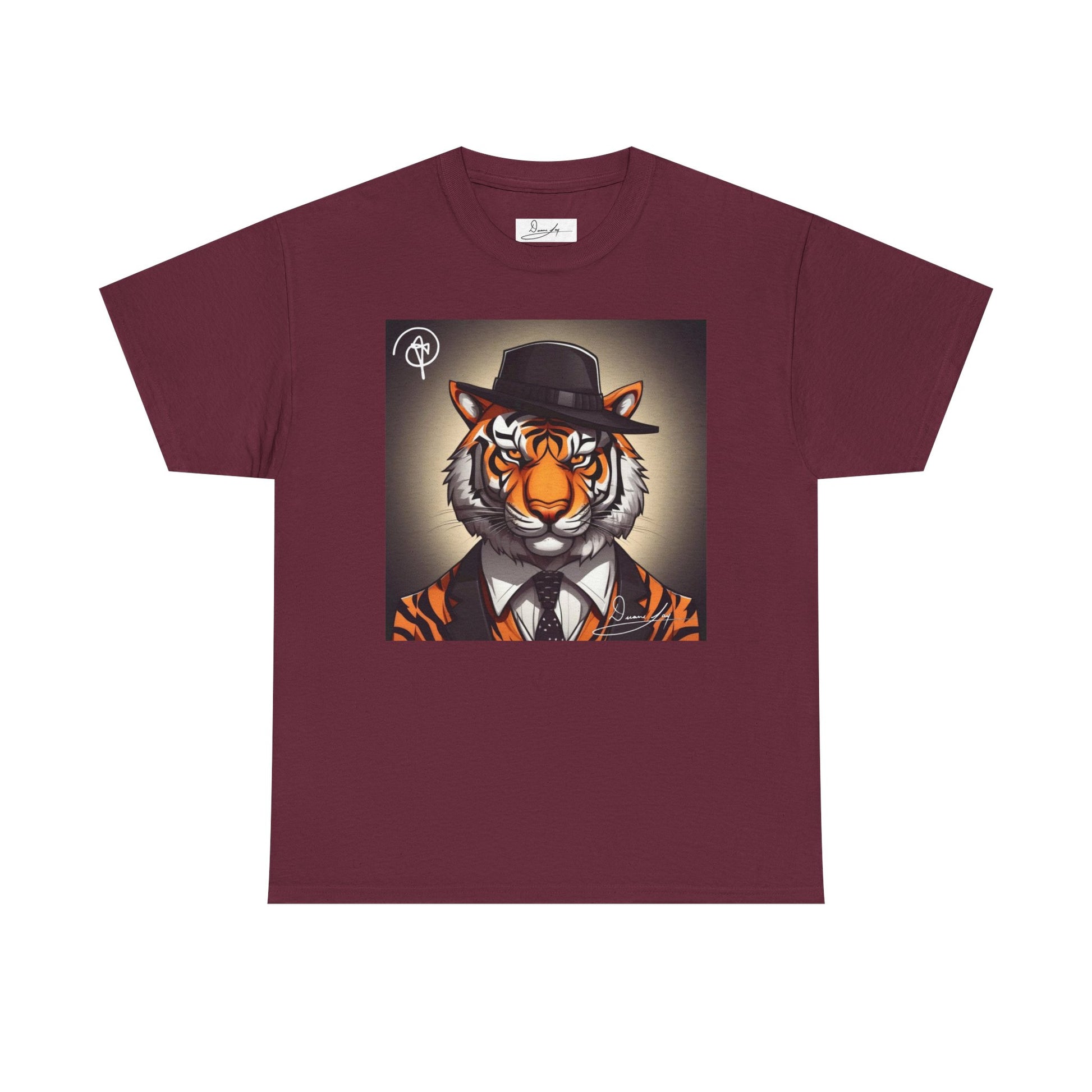 DuaneJay Tiger Gentleman T-Shirt — bold tiger graphic tee featuring a distinguished tiger in gentleman style, a powerful streetwear statement for those who wear confidence with class