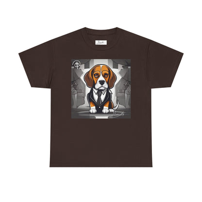 DuaneJay Beagle in a Suit T-Shirt — funny formal dog graphic tee featuring an adorable beagle dressed in a dapper suit, perfect for dog lovers who love bold streetwear style