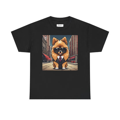 DuaneJay Pomeranian Business Dog T-Shirt — cute Pomeranian in suit graphic tee streetwear