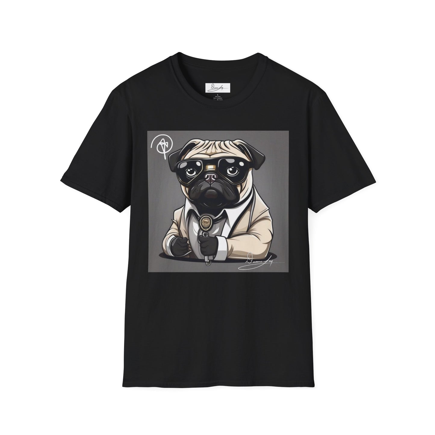 DuaneJay Pug Detective T-Shirt — cute Sherlock dog graphic tee streetwear