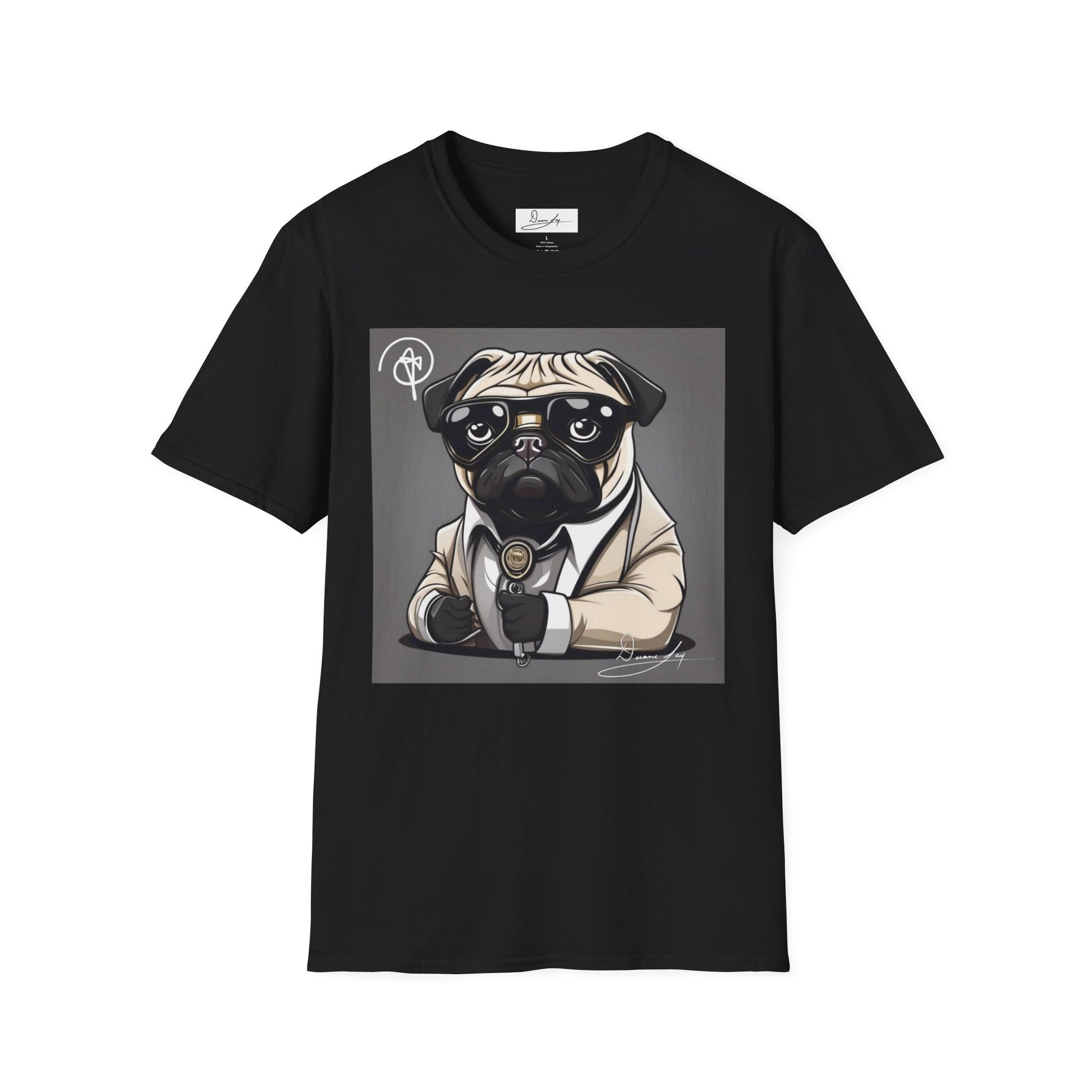 DuaneJay Pug Detective T-Shirt — cute Sherlock dog graphic tee streetwear