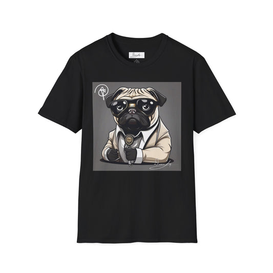 DuaneJay Pug Detective T-Shirt — cute Sherlock dog graphic tee streetwear