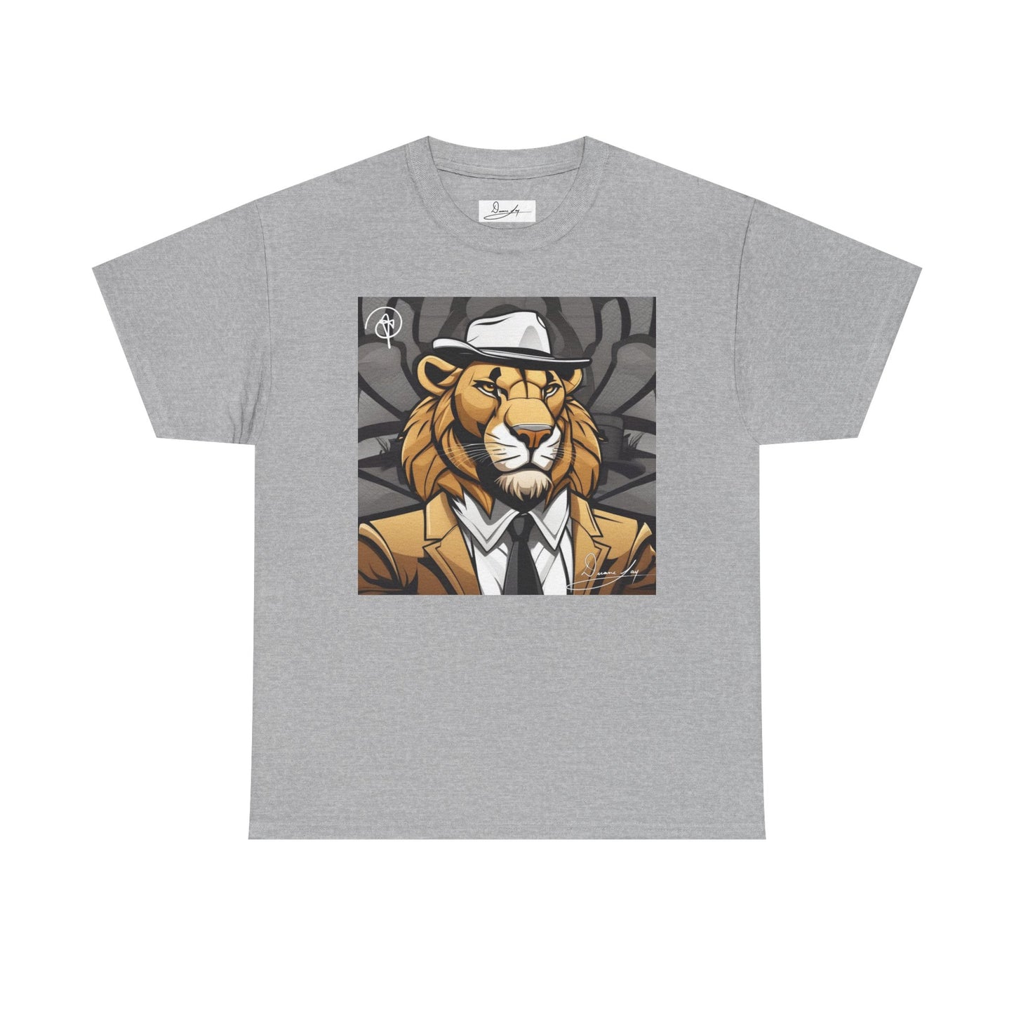 DuaneJay Lion Gangster Graphic Tee — powerful streetwear tee featuring a bold lion with gangster-inspired artistry, symbolizing strength, dominance, and signature style