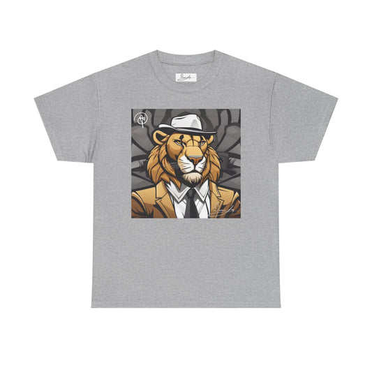 DuaneJay Lion Gangster Graphic Tee — powerful streetwear tee featuring a bold lion with gangster-inspired artistry, symbolizing strength, dominance, and signature style