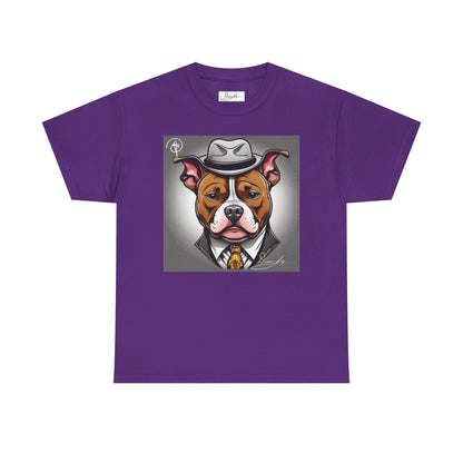 DuaneJay Gentleman Pitbull Tee — distinguished graphic tee featuring a dapper pitbull portrait blending elegance with bold streetwear energy for dog lovers with class and confidence