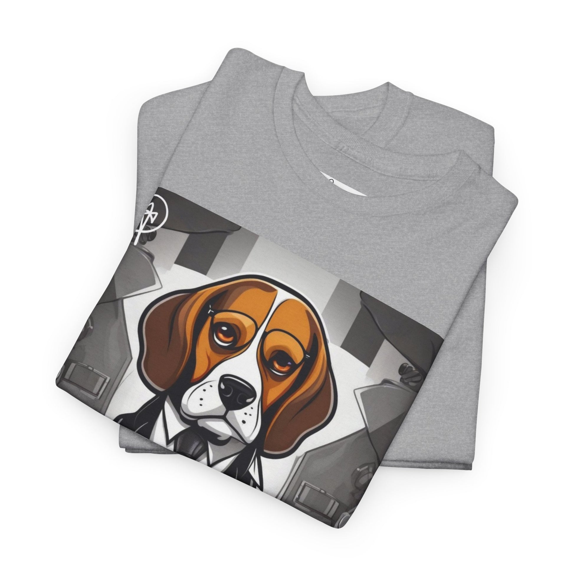 DuaneJay Beagle in a Suit T-Shirt — funny formal dog graphic tee featuring an adorable beagle dressed in a dapper suit, perfect for dog lovers who love bold streetwear style