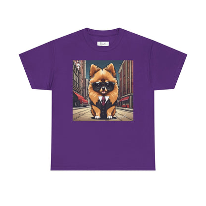 DuaneJay Pomeranian Business Dog T-Shirt — cute Pomeranian in suit graphic tee streetwear