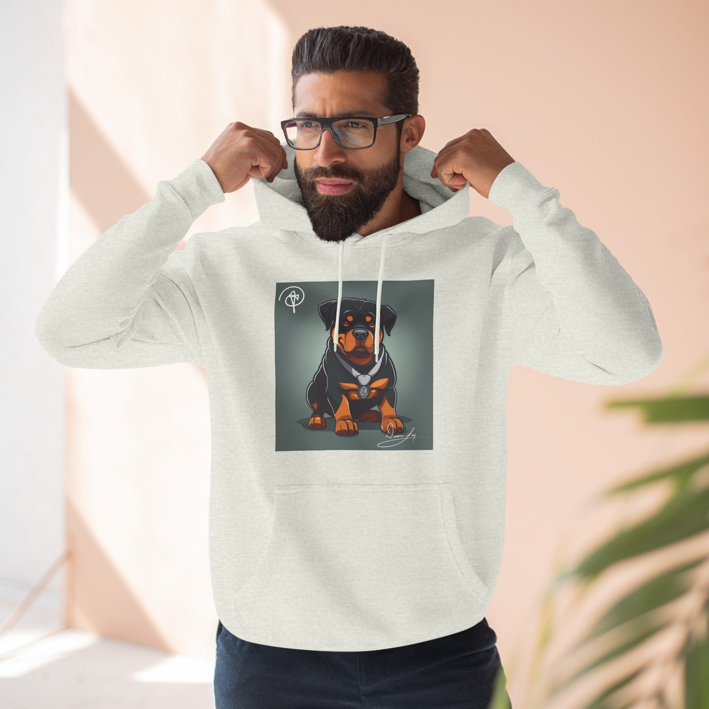 Three-Panel Rottweiler Fleece Hoodie