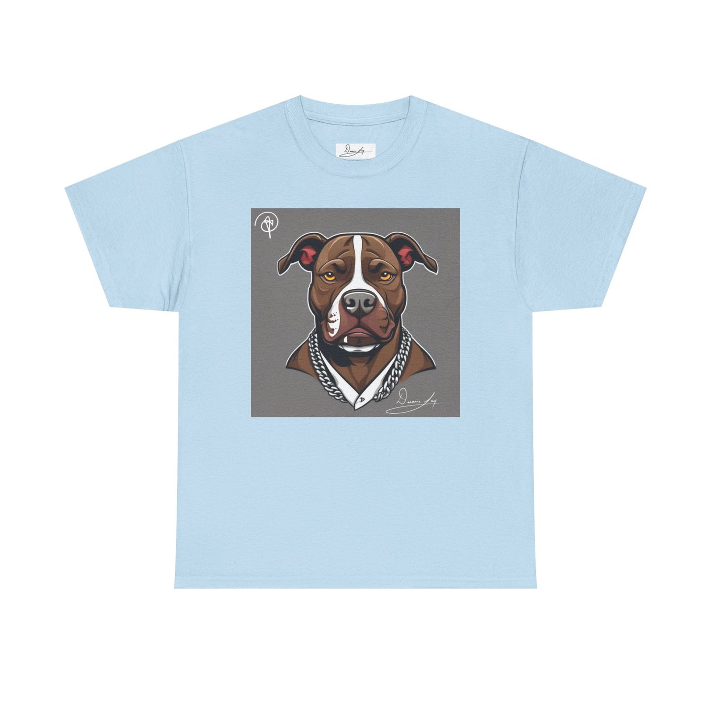 DuaneJay Pit Bull Portrait T-Shirt — stylish dog lover graphic tee streetwear