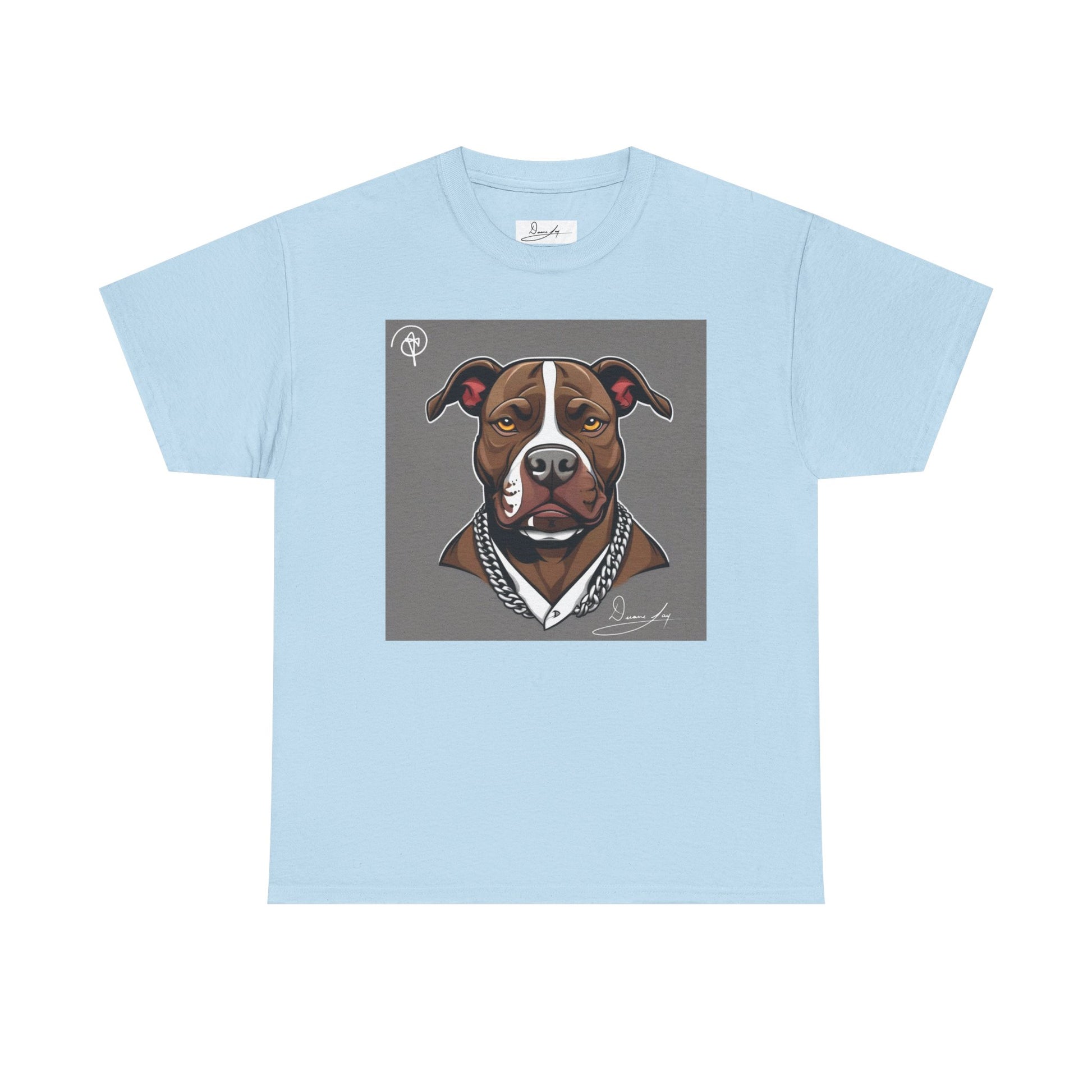 DuaneJay Pit Bull Portrait T-Shirt — stylish dog lover graphic tee streetwear
