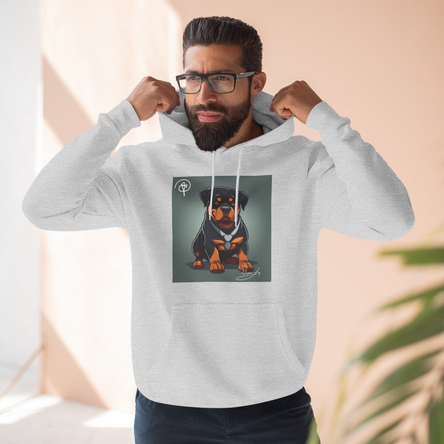 Three-Panel Rottweiler Fleece Hoodie