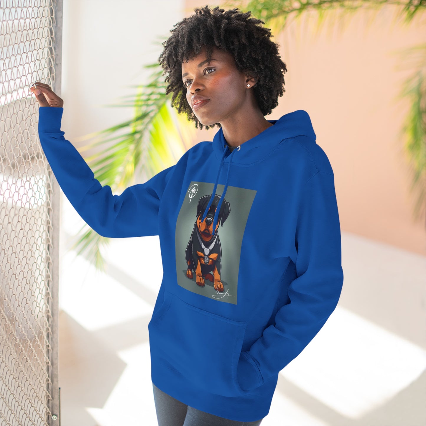 Three-Panel Rottweiler Fleece Hoodie