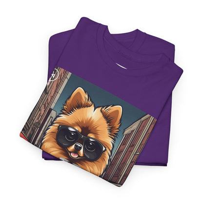 DuaneJay Pomeranian Business Dog T-Shirt — cute Pomeranian in suit graphic tee streetwear