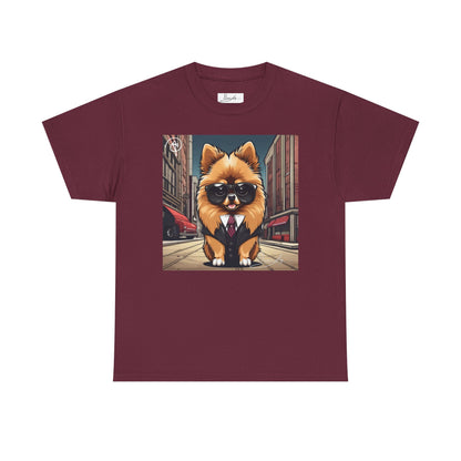 DuaneJay Pomeranian Business Dog T-Shirt — cute Pomeranian in suit graphic tee streetwear