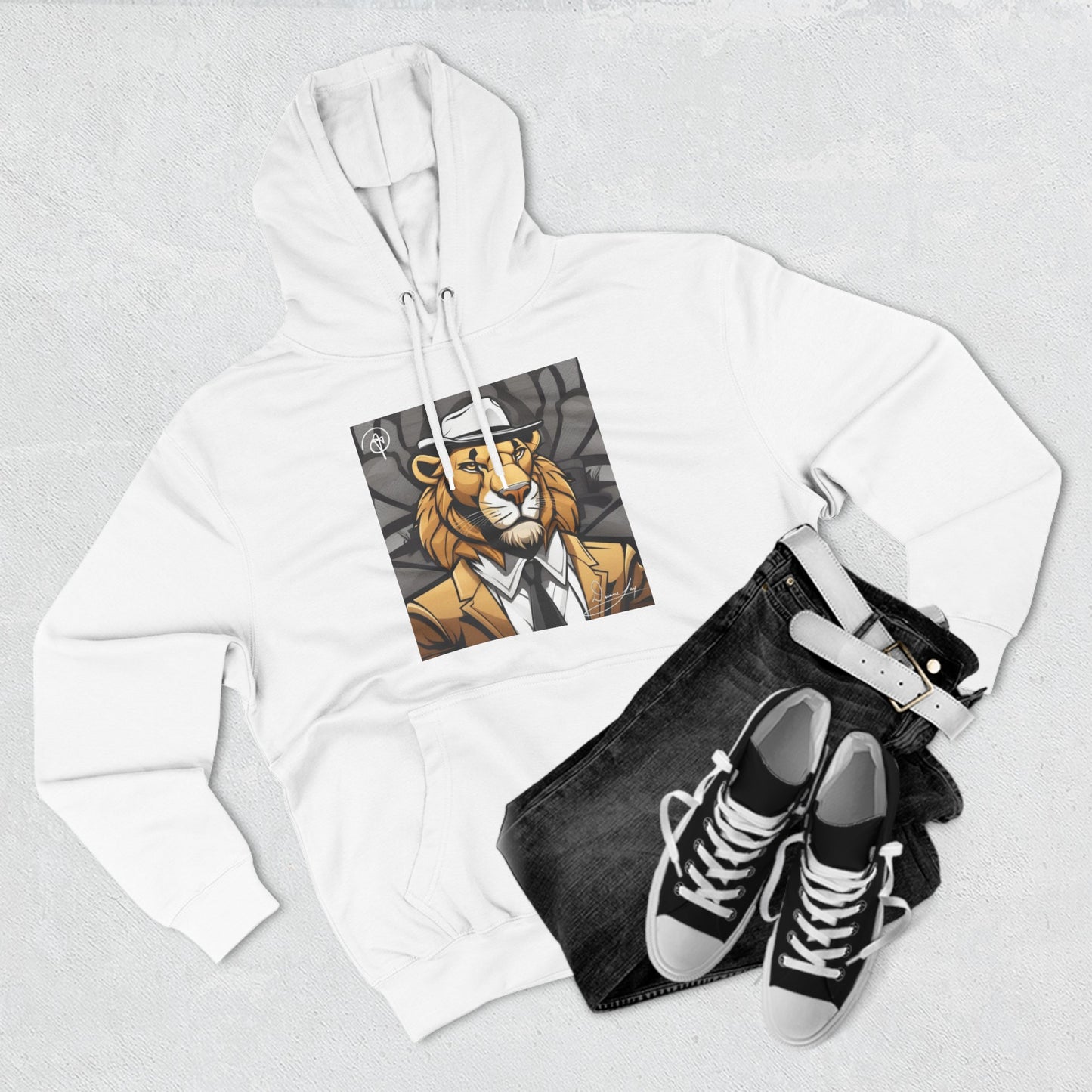 Three-Panel Lion Fleece Hoodie