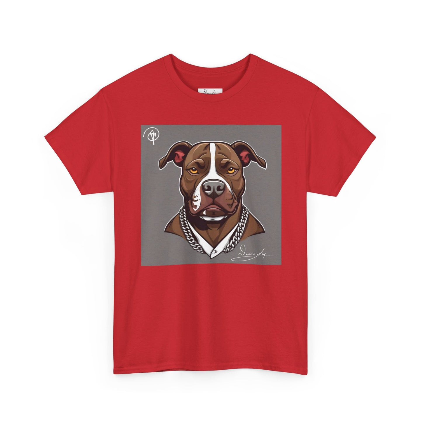 DuaneJay Pit Bull Portrait T-Shirt — stylish dog lover graphic tee streetwear