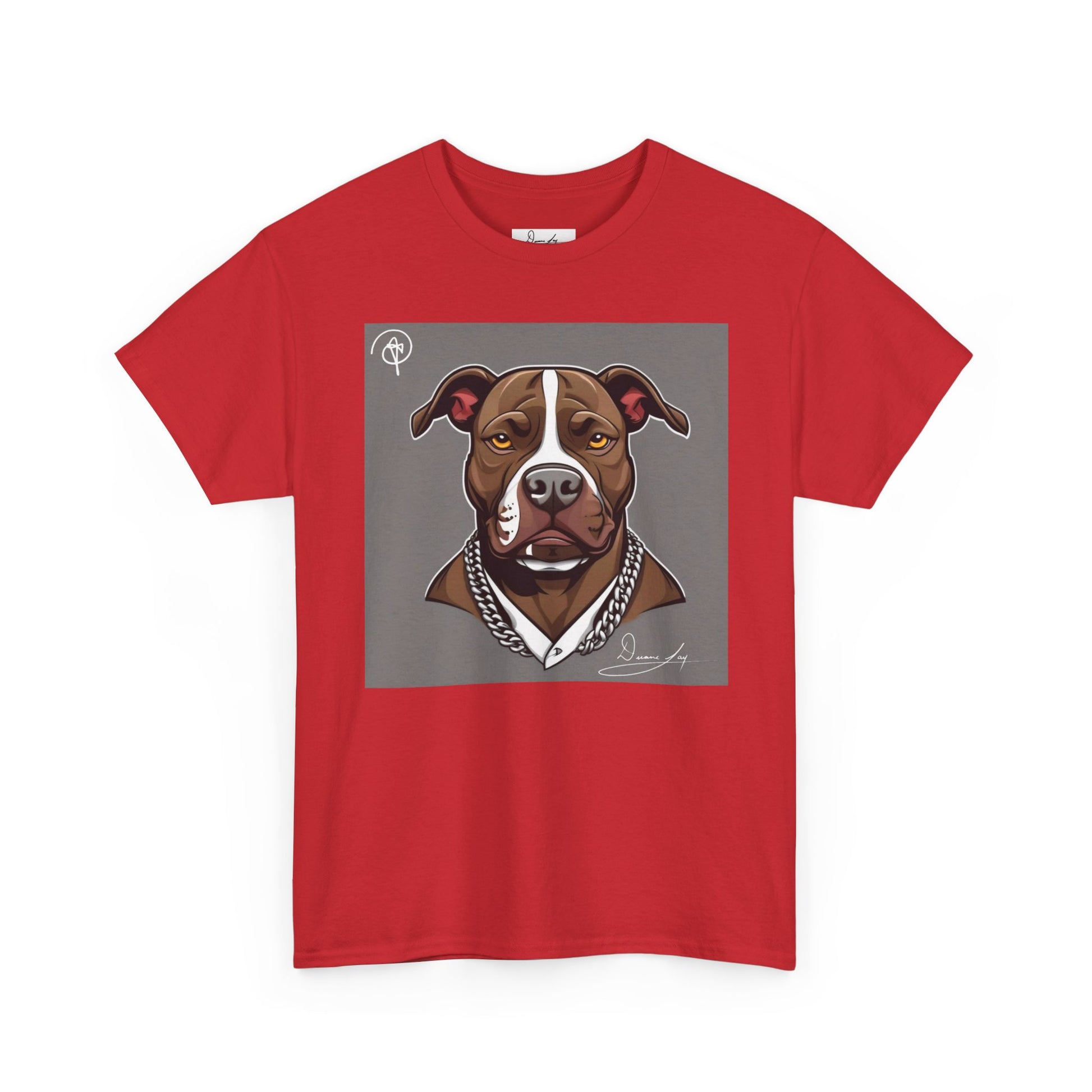 DuaneJay Pit Bull Portrait T-Shirt — stylish dog lover graphic tee streetwear