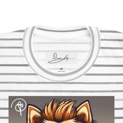 DuaneJay Cool Pomeranian Kids T-Shirt — fun kids graphic tee featuring an adorable Pomeranian rocking sunglasses and headphones, a bold and playful streetwear-inspired look for kids who carry the DuaneJay Fashion style with confidence