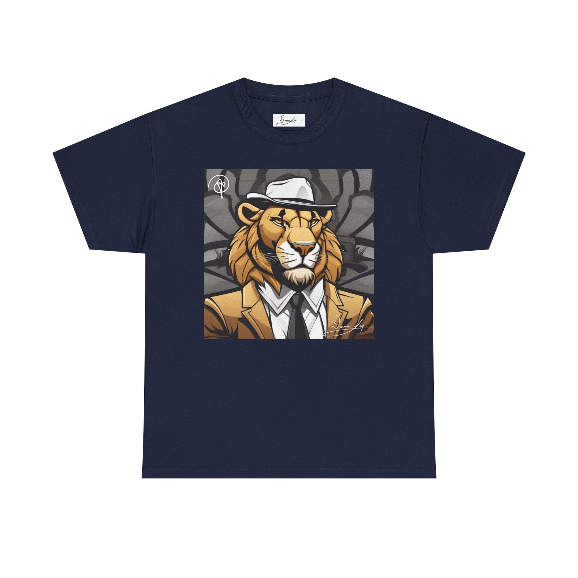 DuaneJay Lion Gangster Graphic Tee — powerful streetwear tee featuring a bold lion with gangster-inspired artistry, symbolizing strength, dominance, and signature style