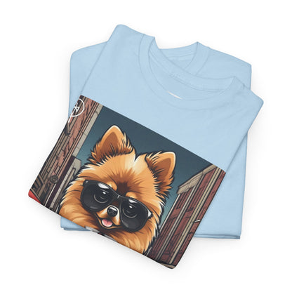 DuaneJay Pomeranian Business Dog T-Shirt — cute Pomeranian in suit graphic tee streetwear