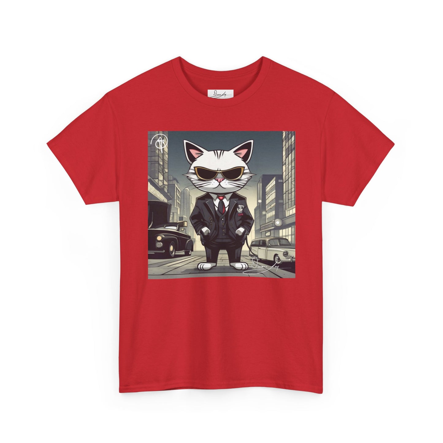 DuaneJay Cat Mafia Graphic Tee — cool cat in suit streetwear graphic tee
