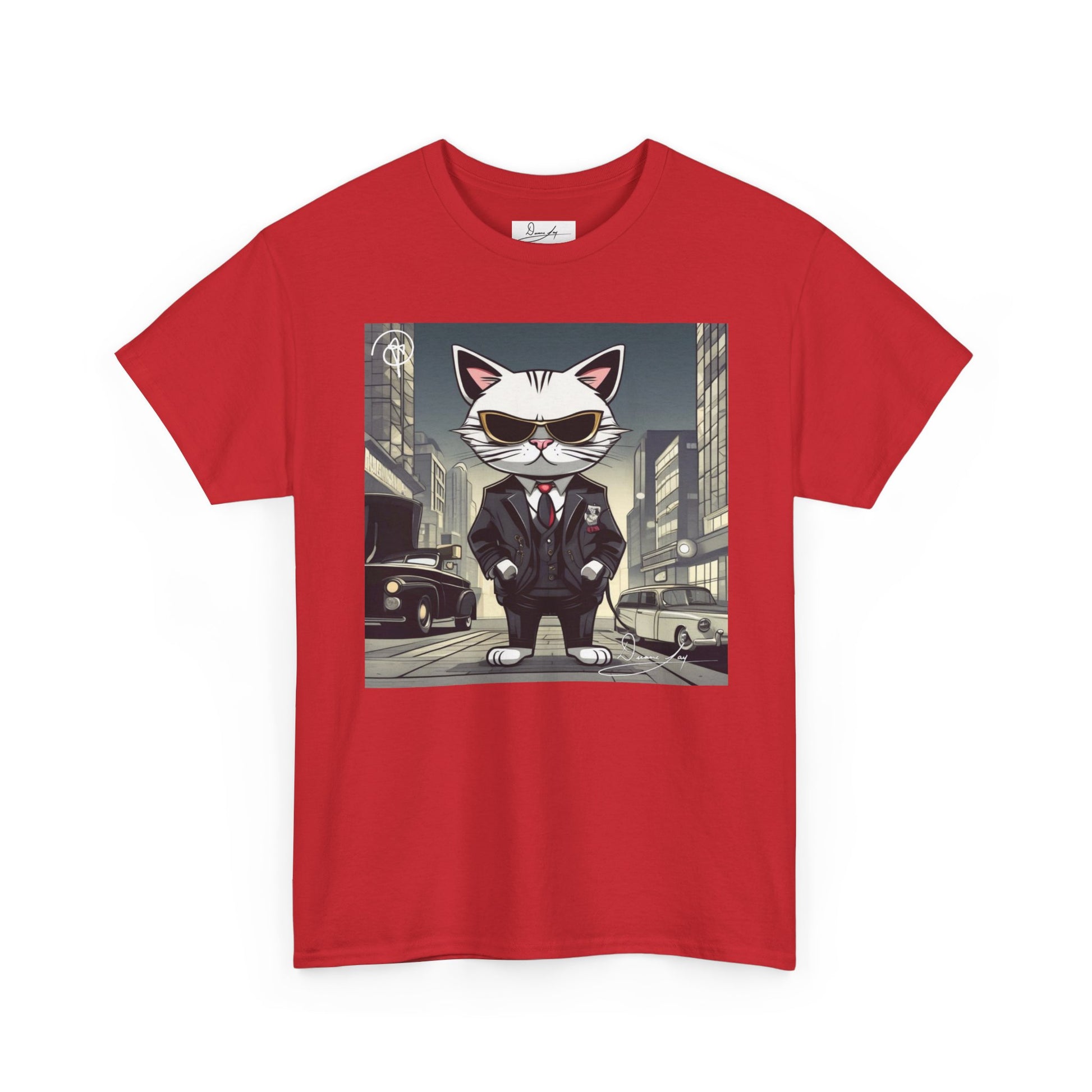 DuaneJay Cat Mafia Graphic Tee — cool cat in suit streetwear graphic tee
