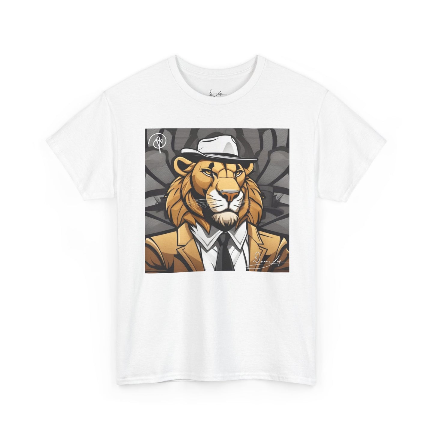 DuaneJay Lion Gangster Graphic Tee — powerful streetwear tee featuring a bold lion with gangster-inspired artistry, symbolizing strength, dominance, and signature style