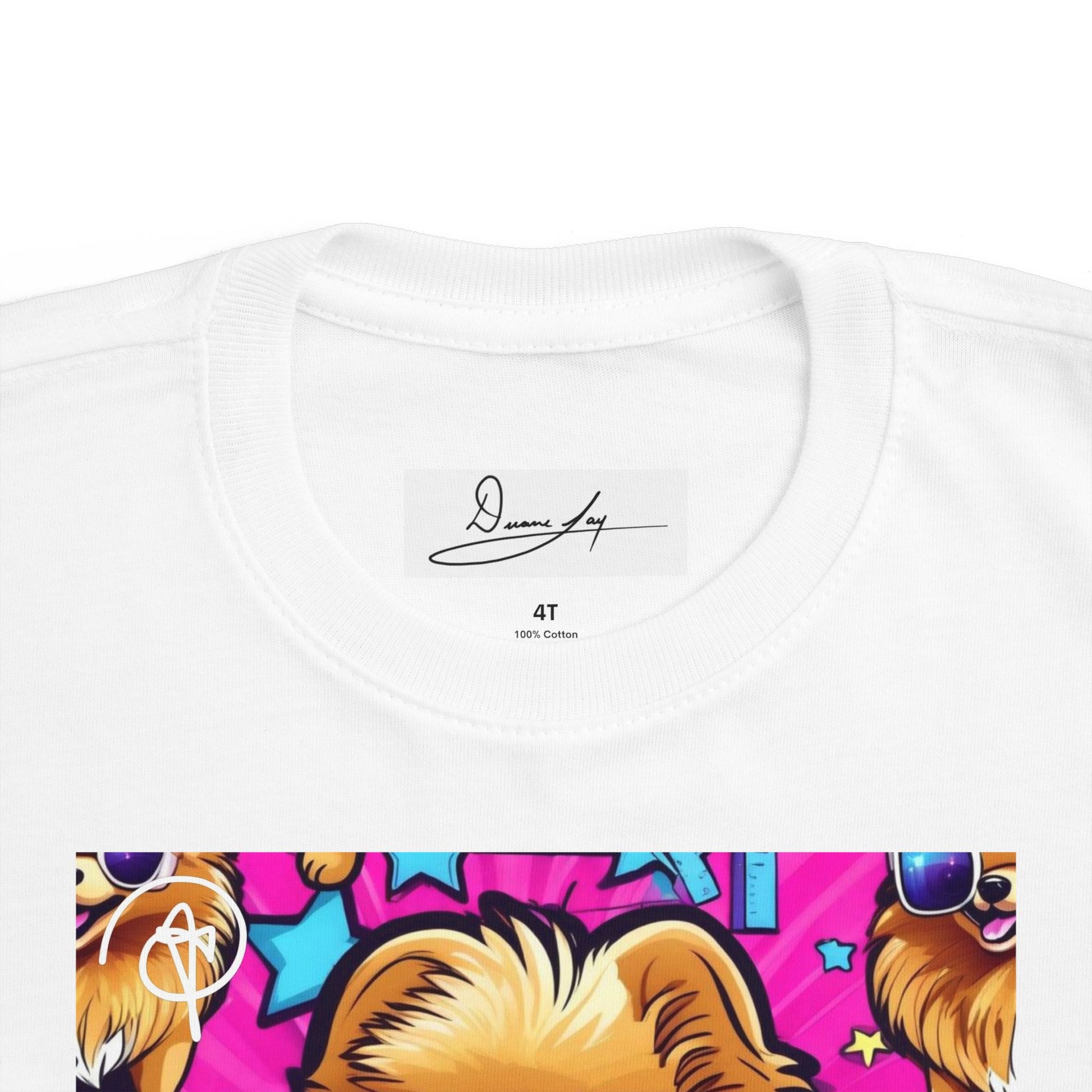 DuaneJay Toddler Tee Cool Pomeranian Sunglasses Graphic — adorable kids graphic tee featuring a cool Pomeranian rocking sunglasses, a fun and stylish streetwear-inspired look for the littlest members of the DuaneJay Fashion family