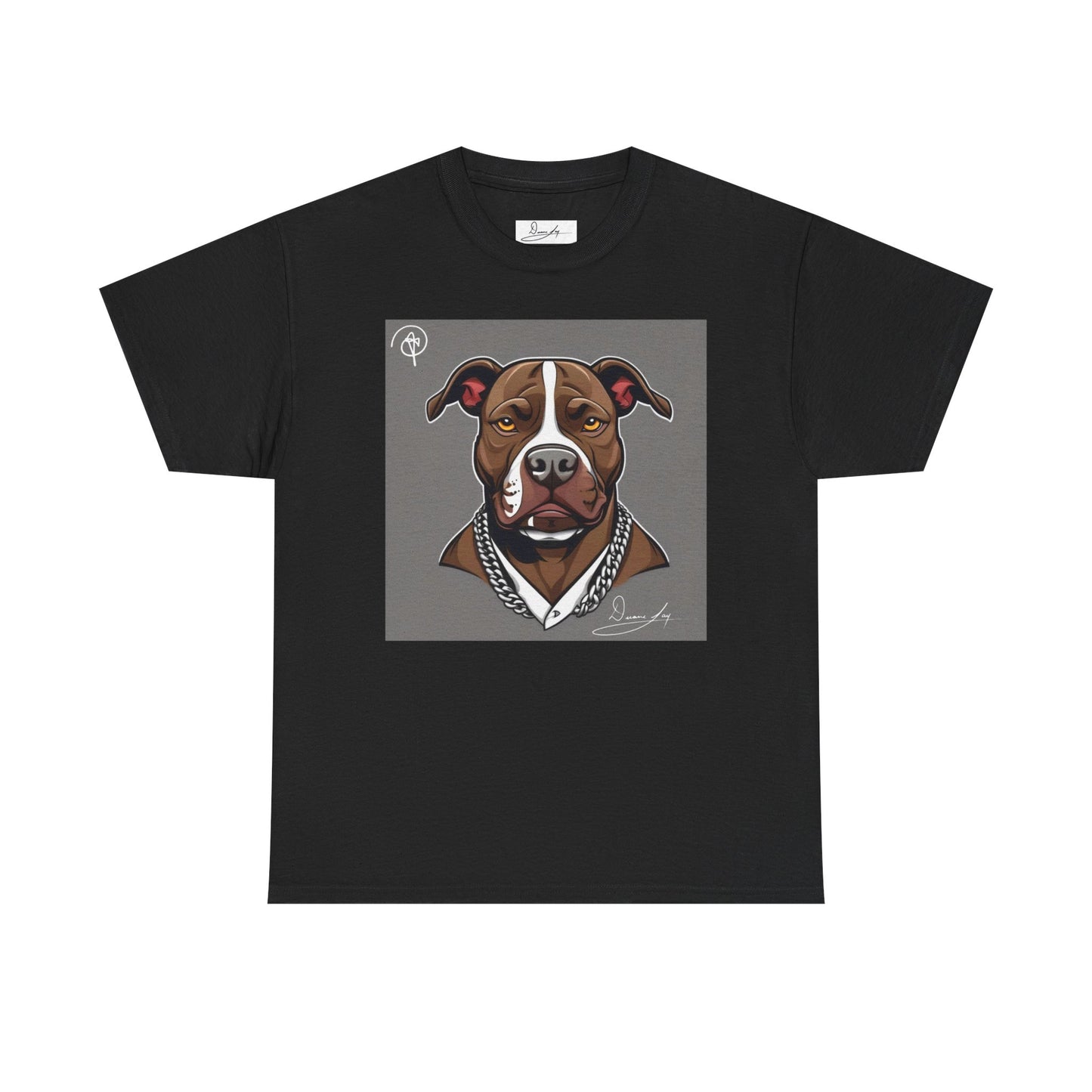 DuaneJay Pit Bull Portrait T-Shirt — stylish dog lover graphic tee streetwear