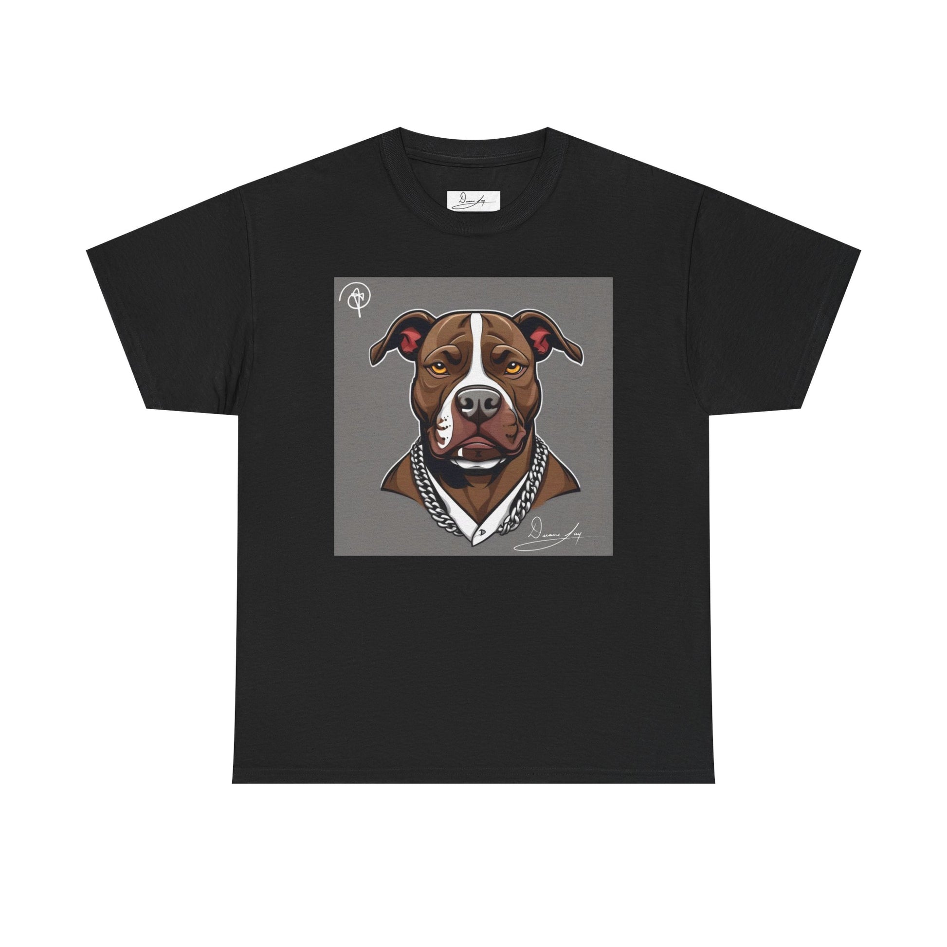 DuaneJay Pit Bull Portrait T-Shirt — stylish dog lover graphic tee streetwear