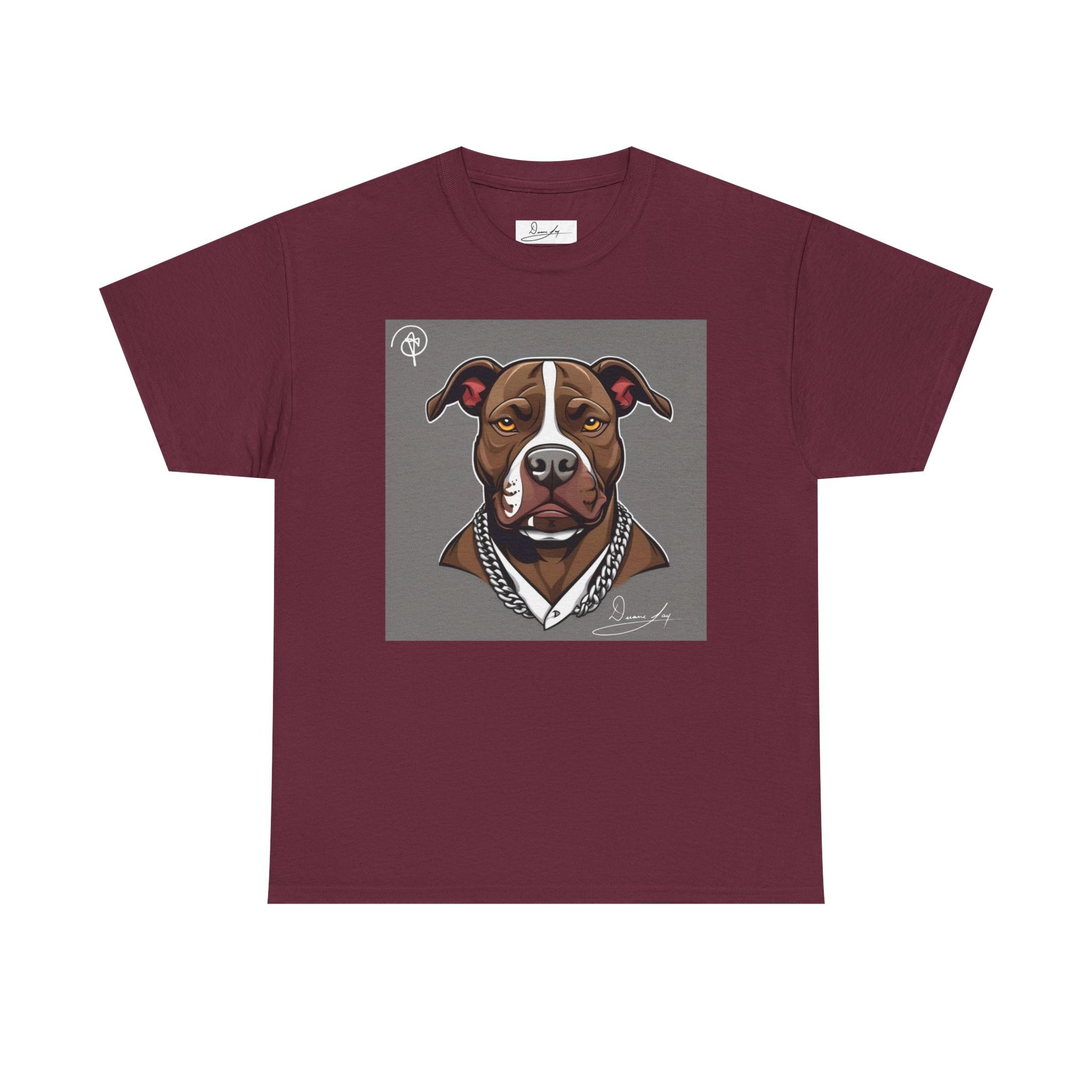 DuaneJay Pit Bull Portrait T-Shirt — stylish dog lover graphic tee streetwear