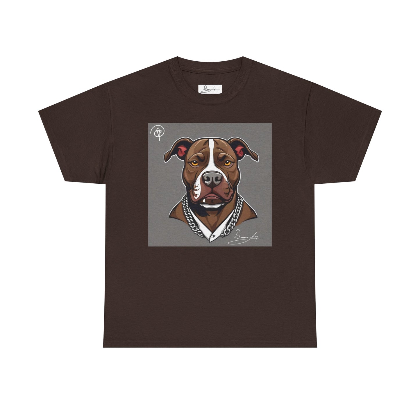 DuaneJay Pit Bull Portrait T-Shirt — stylish dog lover graphic tee streetwear