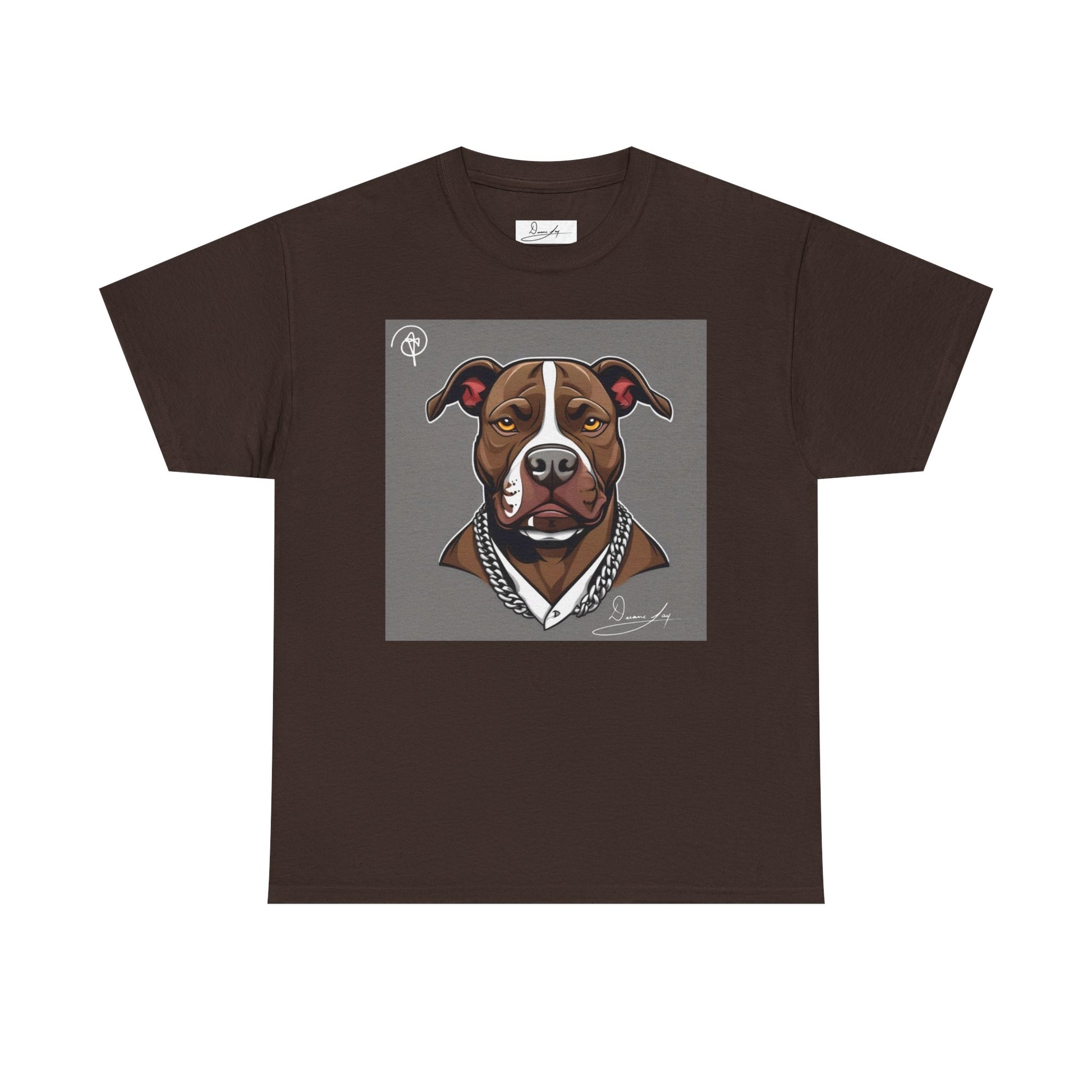 DuaneJay Pit Bull Portrait T-Shirt — stylish dog lover graphic tee streetwear