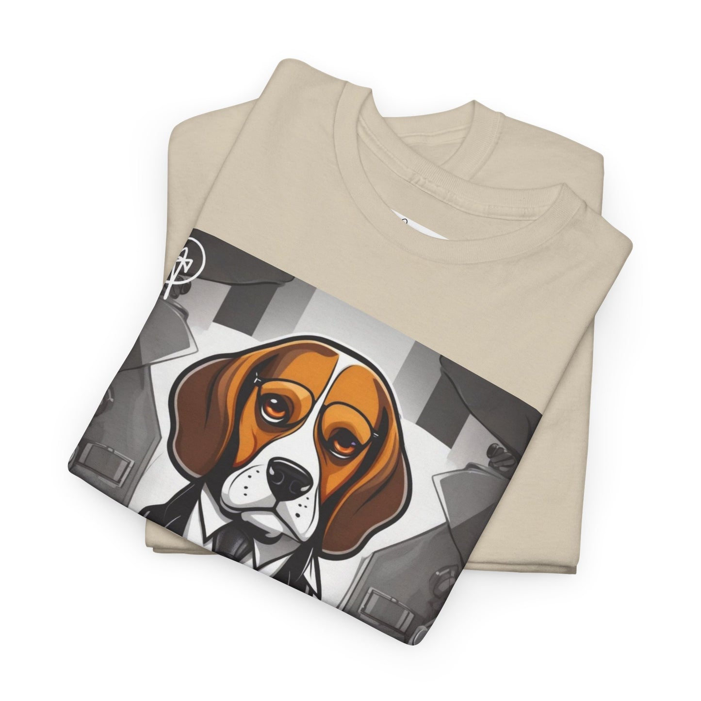 DuaneJay Beagle in a Suit T-Shirt — funny formal dog graphic tee featuring an adorable beagle dressed in a dapper suit, perfect for dog lovers who love bold streetwear style