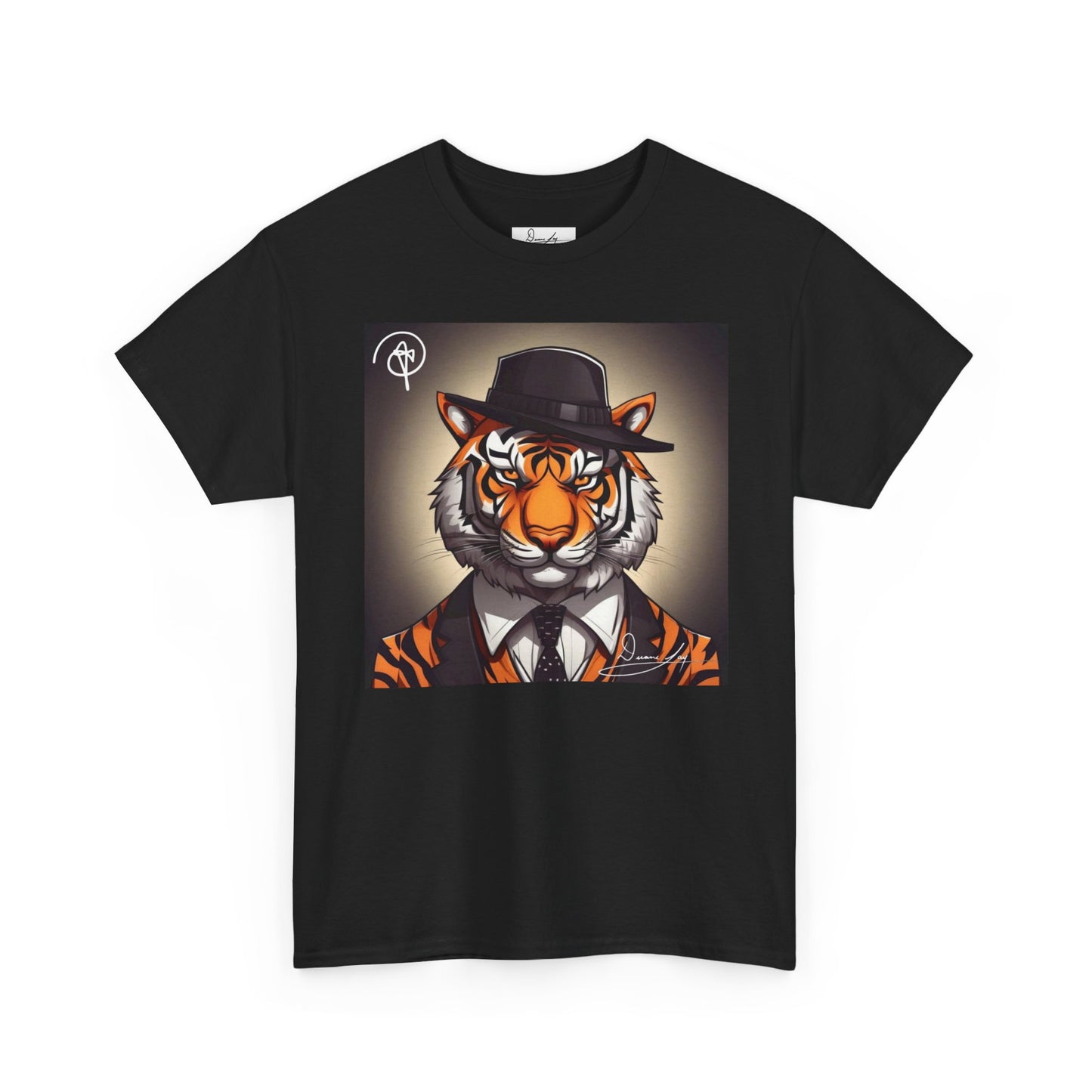DuaneJay Tiger Gentleman T-Shirt — bold tiger graphic tee featuring a distinguished tiger in gentleman style, a powerful streetwear statement for those who wear confidence with class